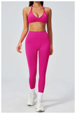 Breathable Quick Drying Yoga Set for Women Beauty Back Sports Bra High Waist Leggings Fitness Suit Outwear Gym Running Tracksuit