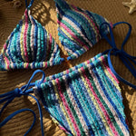 DEKA Vintage Striped Bikini Set ThongBathing Suit Beachwear Women Swimsuit Halter Swimwear Padded Bra ottoms Female Bikin