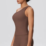 Women Seamless Cloud Feel One-Shoulder Waist-Cinching Yoga Vest Quick-Dry Slimming Sports Shaping Underwear Running Fitness Top