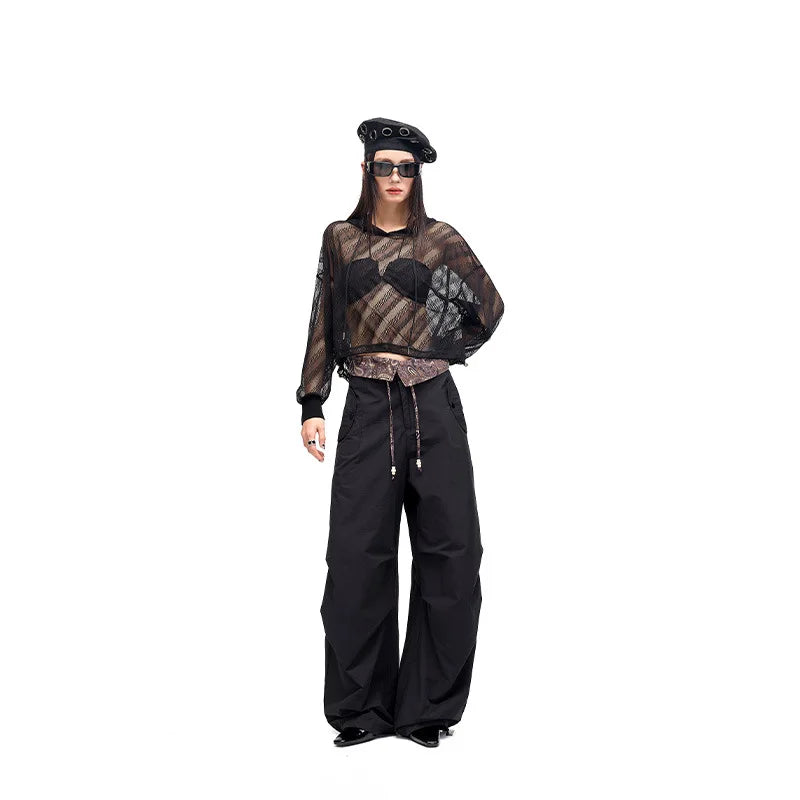 Lazy sun protection long-sleeved T-shirt summer pure lust hottie thin loose air-conditioned blouse hollow top
