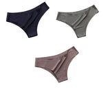3Pcs/Set Women's Smooth Ice Silk Briefs Low-Rise Ice Silk Brazilian Panties No-Show Breathable Underwear Seamless Bikin