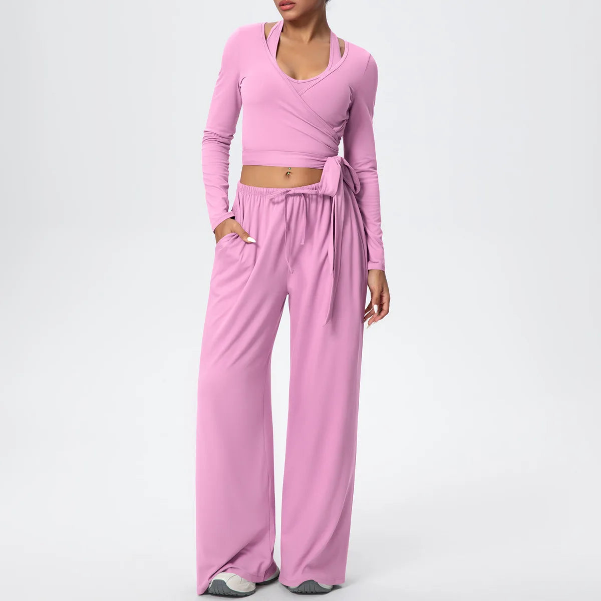 3 Pcs Women's Seamless Yoga Set Sports Fitness Gym Slim-Fit Long Sleeve & Tank Top Suits Workout Running Training Sets