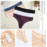 3Pcs/Set Women Sexy Lace Panties Lingerie Floral Sexy Low Waist Deep Color Thongs Ladies Underwear Fashion Soft Underpants S-XL