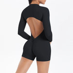 Women's Seamless Yoga Jumpsuits Sports Fitness Zipper Open Beauty Back Hip-lifting One-Piece Running Training Workout Bodysuits