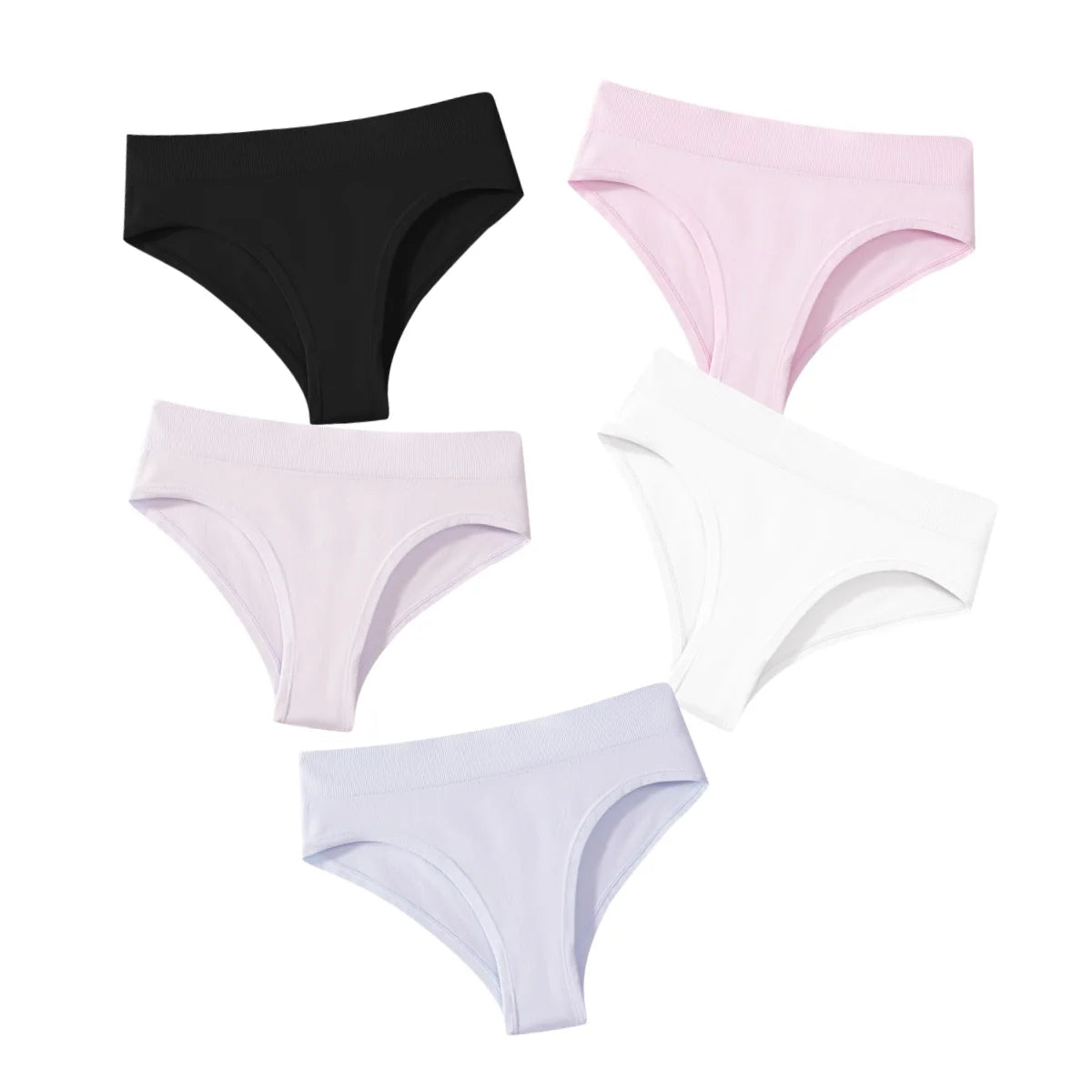 5Pcs/Set High Rise Women Panties Briefs Female Underpants Solid Color Seamless Underwear S-XXXL Sexy Lingerie Intimates