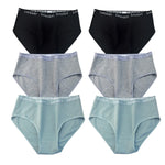 6Pcs/Set Women High Waist Cotton Briefs Letter Print Wide Waistband Panties Solid Color Full Coverage Hip Lifting Lingerie M-2XL