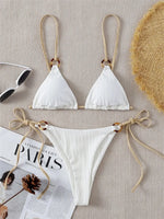 Light Blue Ribbed Swimwear String Bikinis Sets Woman 2026 Sexy Swimsuit Ring Bathing Suit Brazilian Micro Bikini Thong Donna