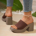 Summer Women Slippers Open-Toe Thick Platform Sandals Flip Flops Outdoor Chunky Heel Fashion Minimalist High Heels Shoes Women
