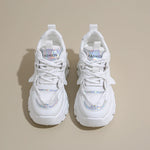 Breathable Chunky White Sneakers for Women Fashion Laser Thick Bottom Vulcanize Shoes Woman 2025 Lace Up Platform Running Shoes