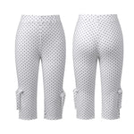 Summer Women Capri Pants with Bows Mid Rise Skinny Side Split Hem Pants Casual Jogging Leggings for Office Daily Street Wear