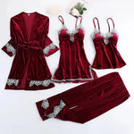 Korean Style Gold Velvet Sleepwear Women's Spring Autumn Stripe Sexy Strap Home Clothes Set Long Sleeve V-neck Home Suit 2025