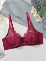 Women's sexy embroidered lace plus size bra with steel ring gathering push up breathable and comfortable lingerie MR2964