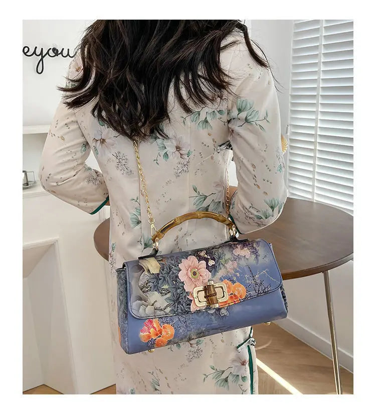 Vintage Bamboo Top Handle Bag Classic Mother Chic Lady Bags Women Shoulder Crossbody Bag Chain Bags Women's Handbags Purses
