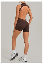 Women's Seamless Yoga Jumpsuits Sports Running Fitness Backless Sleeveless Hip-lifting One-piece Workout Gym Shorts Bodysuits