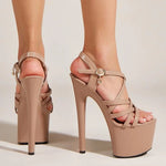 Summer Fashion Buckle Strap Women Sexy 17CM Sandals Narrow Band Open Toe Platform High Heels Party Wedding Banquet Shoes