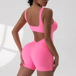 Women Short Sports Jumpsuit Sleeveless Sexy Backless Yoga Clothes Workout Cycling One-piece Suit Outdoor Recreation Bodysuits