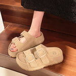Women Leisure Slippers Retro Trend With Buckles Female Summer Casual Shoes Comfortable Beach Slides Girls Platform Sandals