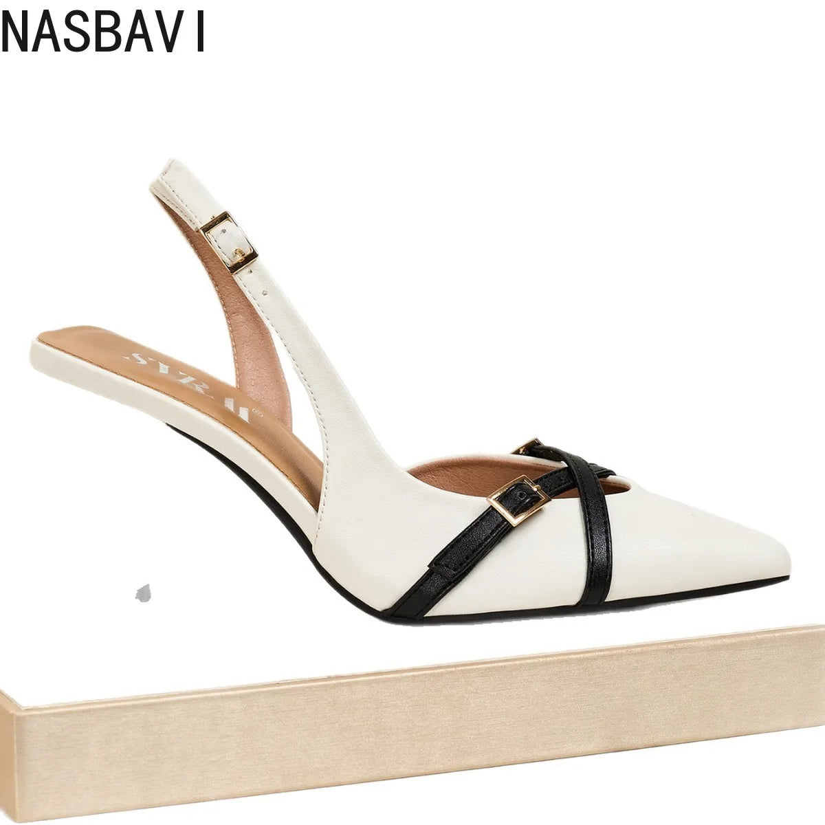 New Solid Color Pointed-toe Buckle-back Empty High-heeled Sandals for Women in Spring/Summer 2026