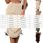 Womens Cargo Midi Skirt High Waist Multi Pocket Pencil Skirt Side Drawstring Ruched Split Hem Bodycon Summer Skirts Streetwear