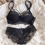 MOYISU French Pure Lace Bralette Petite Bra Set, AABB Cup with Removable Straps & Thin Push Up Pads, Soft Underwire Sexy Women's