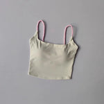 Women's Sexy Backless Yoga Sports Vest Fixed One-Piece Cup Contrast Suspender Beautiful Back Fitness Bra for Active Wear
