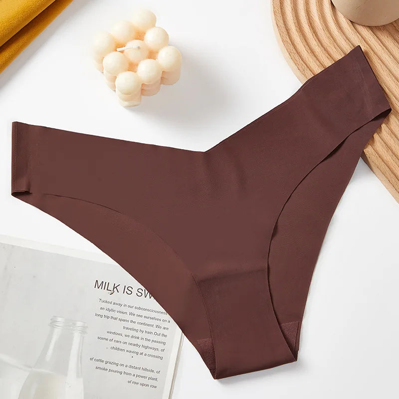 1 Pcs Women Summer Seamless Panties Breathable Low Waist Briefs Sexy Solid Silk Underwear Panty Female Intimates Lingerie