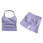 Yoga Sets Women Gym Clothes Longline Strappy Top High Waist Shorts Activewear 2 Piece Set Fitness Suit Running Workout Suits