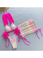 With Skirt Waved Ruffled Frilled Bikini Female Swimsuit Women Swimwear Three-pieces Bikini set Bather Bathing Suit Swim V5235