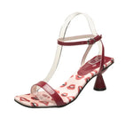 One Word Belt Buckle Patchwork Pumps Shallow Peep Toe Chunky Heel Hollow Pumps Fashion Casual 2026 New Arrivals Summer Sandals
