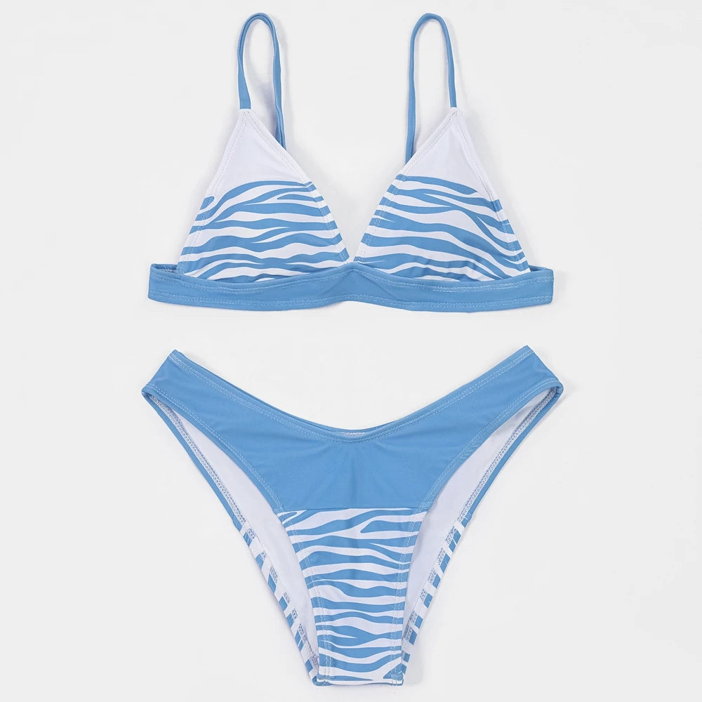 ZTVitality Print Patchwork Women Swimsuit Sexy Bikini 2022 New Arrival Straps Padded Bra Summer Beach Swimwear Brazilian Biquini