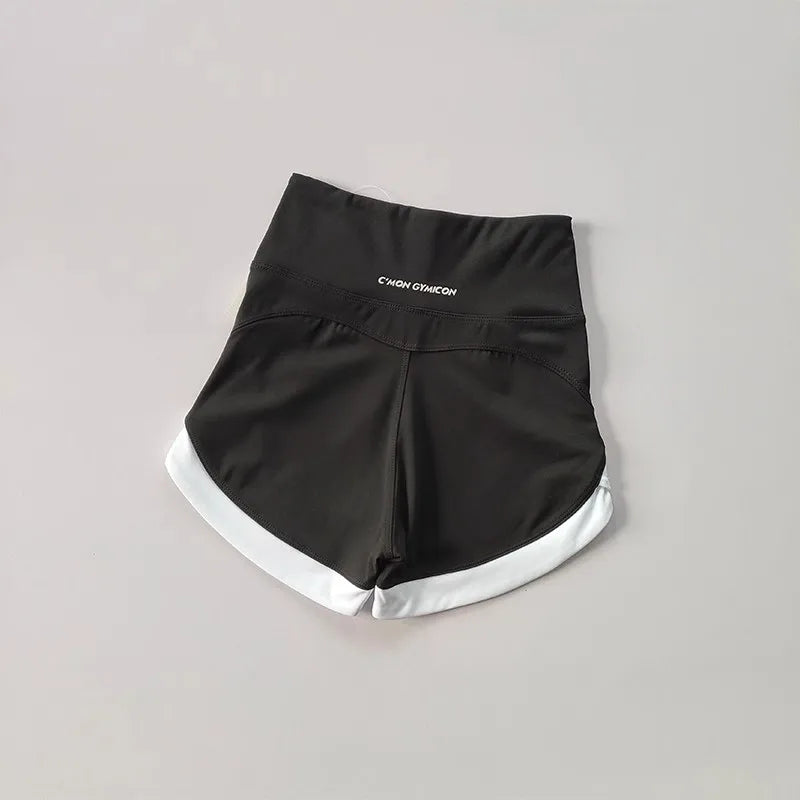 High Waist Women's Yoga Fitness Shorts Breathable Casual Pants Lifting Buttocks Contrasting Color Buttocks Yoga Pants
