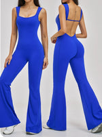 Slimming Yoga Jumpsuits Women Hollow Out Ruffles Backless Sportswear Fitness Back Hip-Lifting Leggings One-Piece Gym Bodysuits