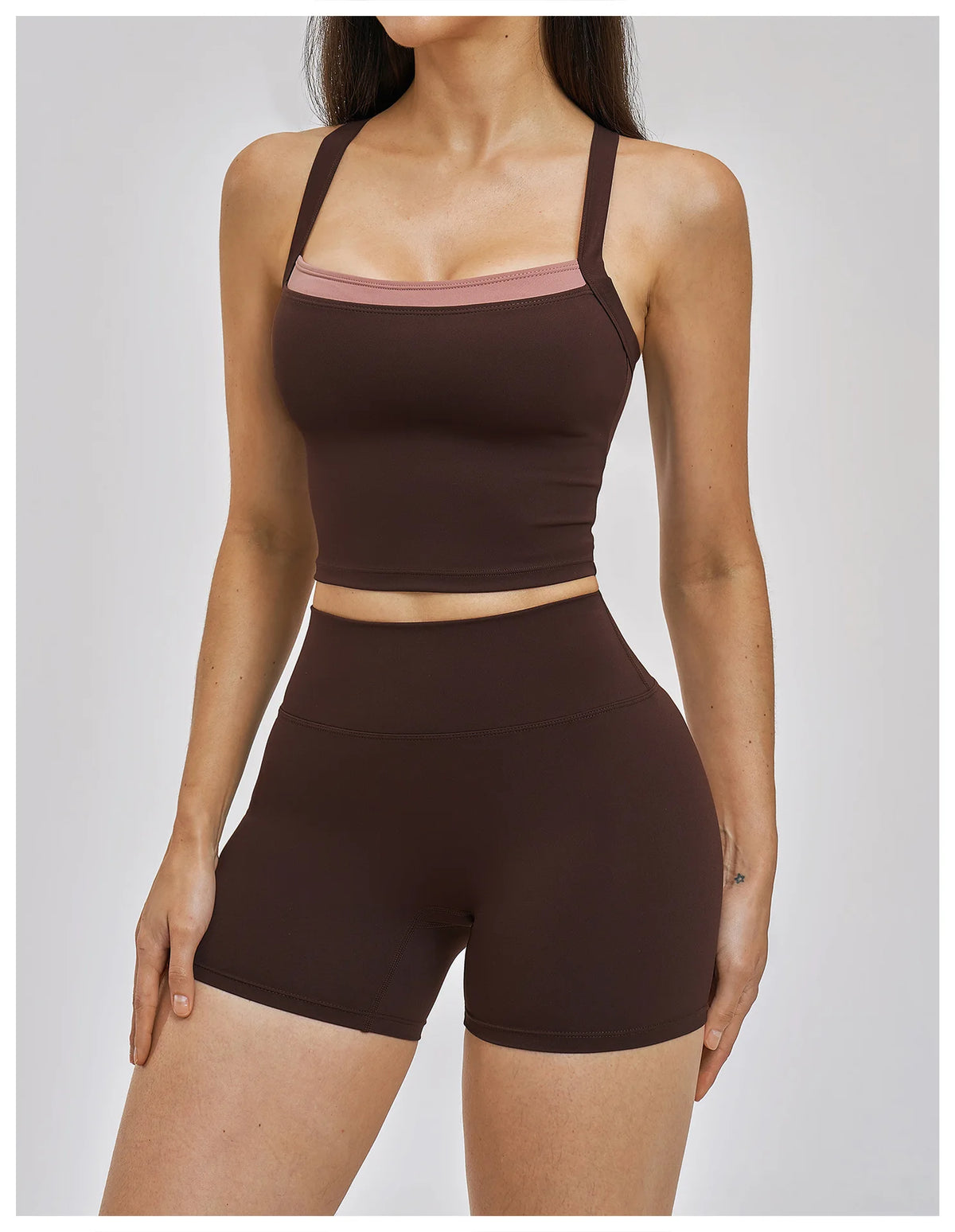 Naked Yoga Suit Workout Clothes Women Back Cross Shockproof Slim Sports Tank Top High Waist Short Fitness Suit Athletic Wear