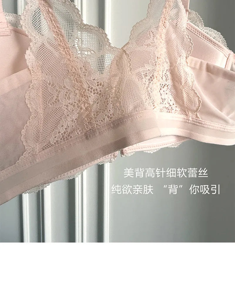 Summer Hot Sale! Front Closure Compression Bra for Small Bust - Sexy Lace Back Push Up Bralette, Lightweight Invisible Comfort