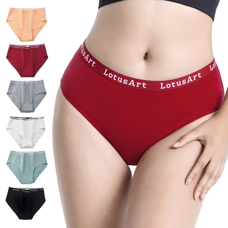2PCS/Set Cotton Panties Women High Waist Briefs Tummy Control Panty Female Breathable Solid Color Lingerie M-2XL Underpants