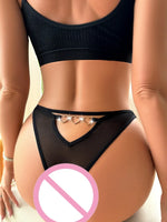 1pcs Low Rise Hollow Out Sexy Women Panties Heart Decor Elegant Black Sexy Lingerie Lady Briefs Fashion Female Underwear