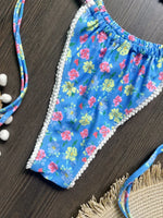 Floral Print Halter Micro String Bikini Female Swimsuit Women Swimwear Two-pieces Bikini Set Bow Knotted Bathing Suit Swim Lady