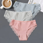 New 3Pcs/set Women's Cotton Panties M-2XL Women Patchwork Lace Underwear Sexy Low Waist Briefs Ladies Comfortable Underpants