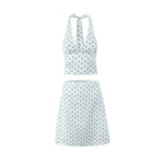 2026 Women Vintage Black White Polka Dot A-line Knee Length Skirt Sexy Low Waist Holiday Summer Skirts Slim Mini Skirts J7L2