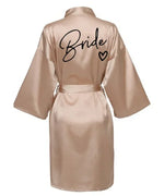 Wedding Party Team Bride Robe With Black Letters Kimono Satin Pajamas Bridesmaid Bathrobe SP001