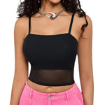 1pcs Mesh Corset Crop Top Women's Patchwork Tube Top Sexy Sleeveless Off Shoulder Cami Summer Streetwear Slim Camisole Tank Tops