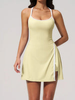 Naked Women's Tennis Dresses for Women Breathable Back Hollowed Out Sleeveless Mini Dress Built in Shorts Tight Sports Skirt