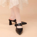 Pointed Toe Women's Slippers High Heels Shoes Woman Sandals 2026 Summer Elegant Chunky Shoes Slingback Flip Flops