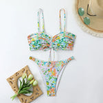 New Sexy Floral Print Bandeau Bikini 2026 Women Swimwear Female Swimsuit Two Pieces Thong Bikini Set Bather Bathing Suit Beach
