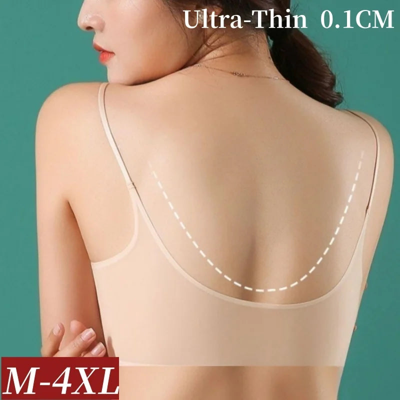Ultra-thin Tube Tops Push Up Bras For Women Ice Silk Underwear Small Cup Sexy Lingerie Anti Droop Seamless Bras Summer Top