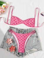 XS - XL Flowers Printed High Leg Cut Bikini Female Swimsuit Women Swimwear Two-pieces Bikini set Bather Bathing Suit Swim Lady