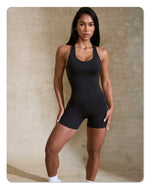 Seamless Yoga Jumpsuit Sleeveless Shorts One Piece Yoga Suit Sexy Cutout Backless Top Women Playsuit Gym Summer Workout Clothes