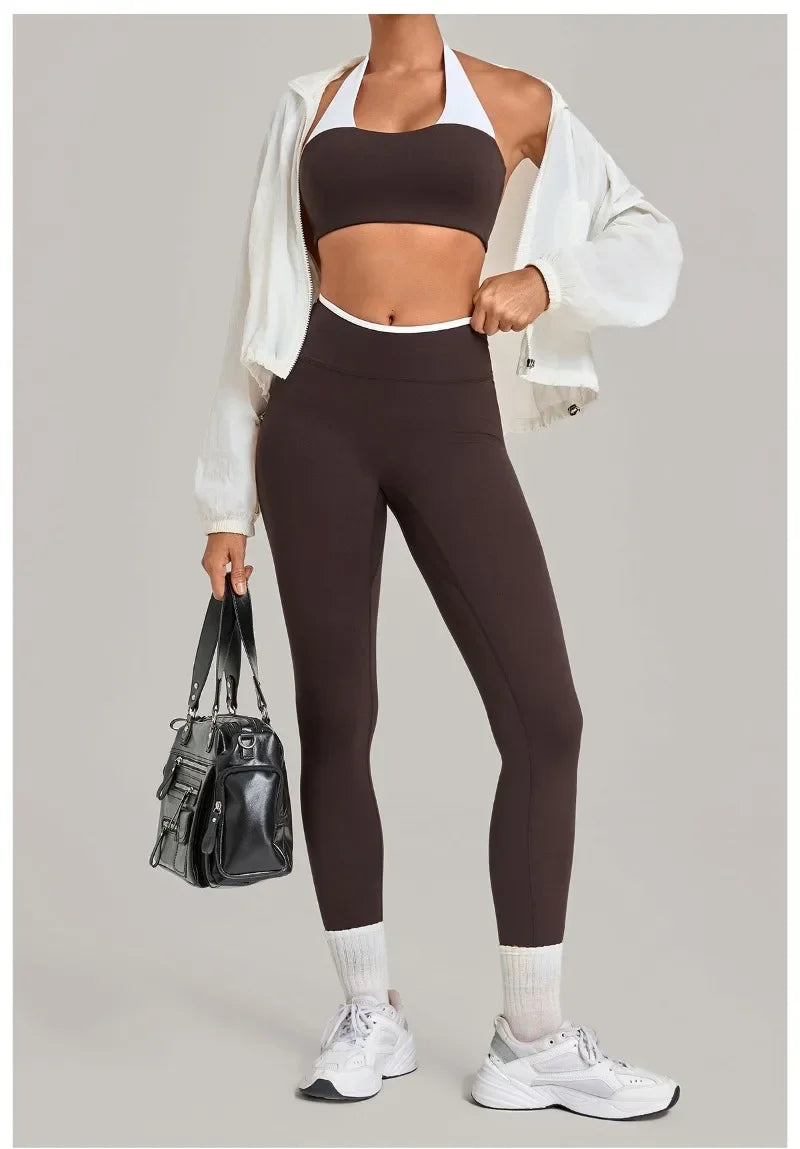 Women's Seamless Yoga Sets Sports Fitness Sleeveless Vest Hip-lifting Slim Fit Pants Suits Workout Gym Training Running Sets