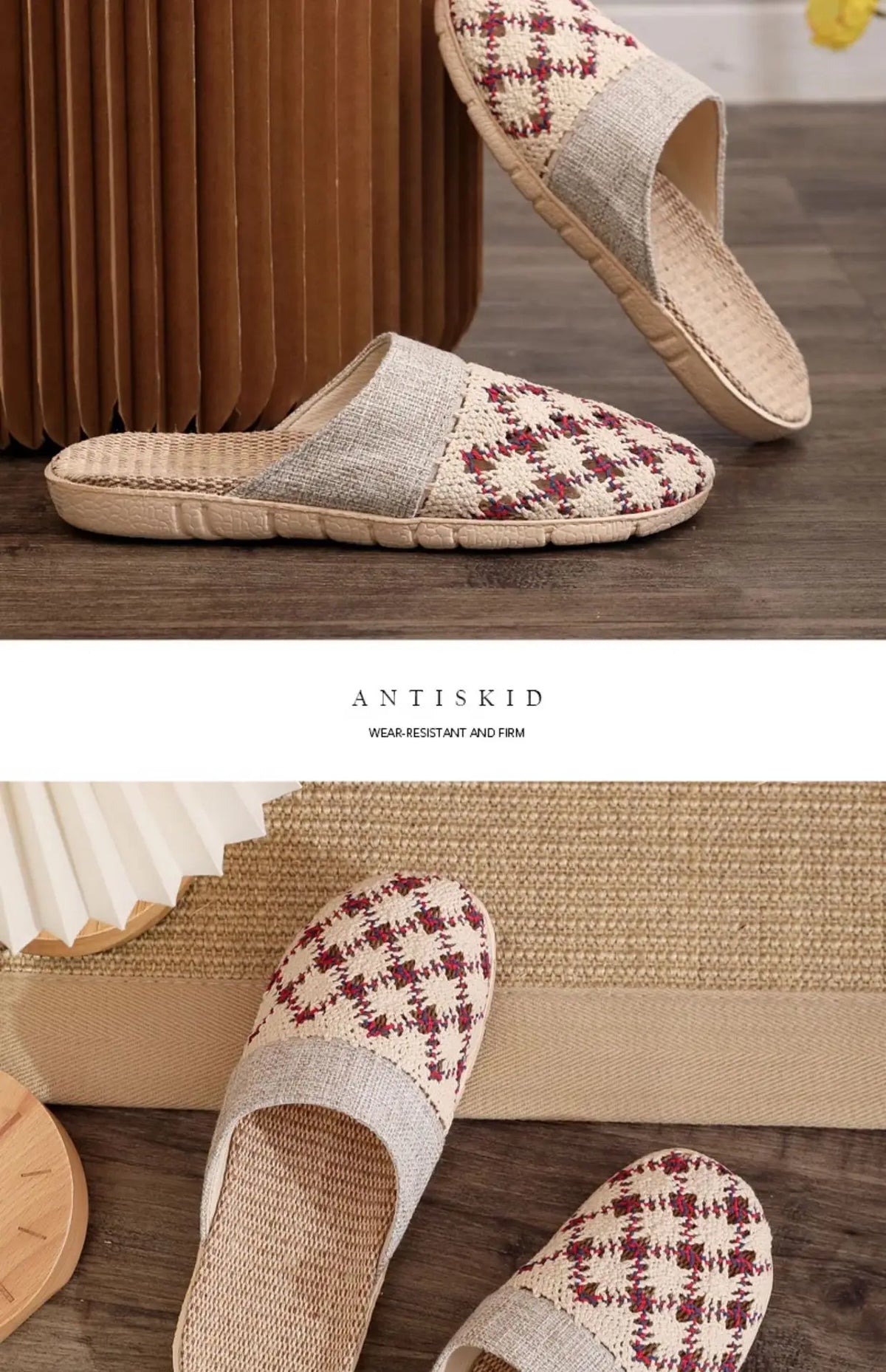 Women Indoor Linen Slippers 2025 Spring Summer Shoes Anti-slip Light Weight Breathable Lace Couples Home Floor Slides