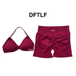 2 Piece DFTLF Impact Gym Set Women yoga Sports Bra Shorts Sets Open Back Scrunch Butt Seamless Workout Jogging Sports Trainin